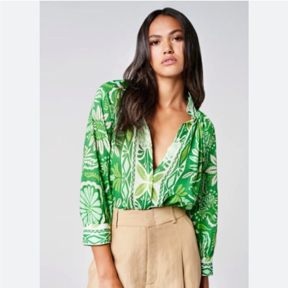 Smythe Green Patterned Blouse - Picture 3 of 5